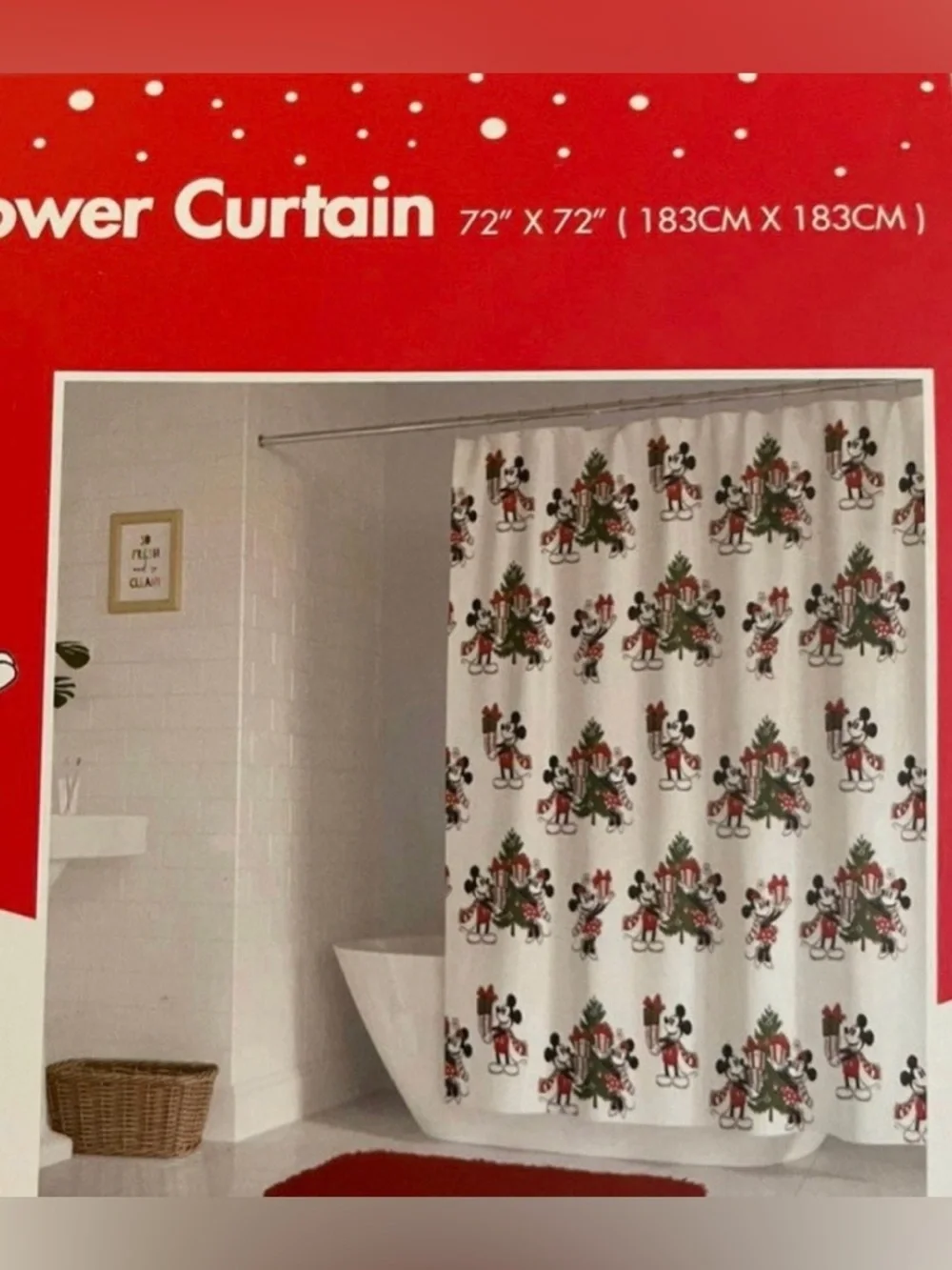 Disney Mickey and minnie christmas shower curtain